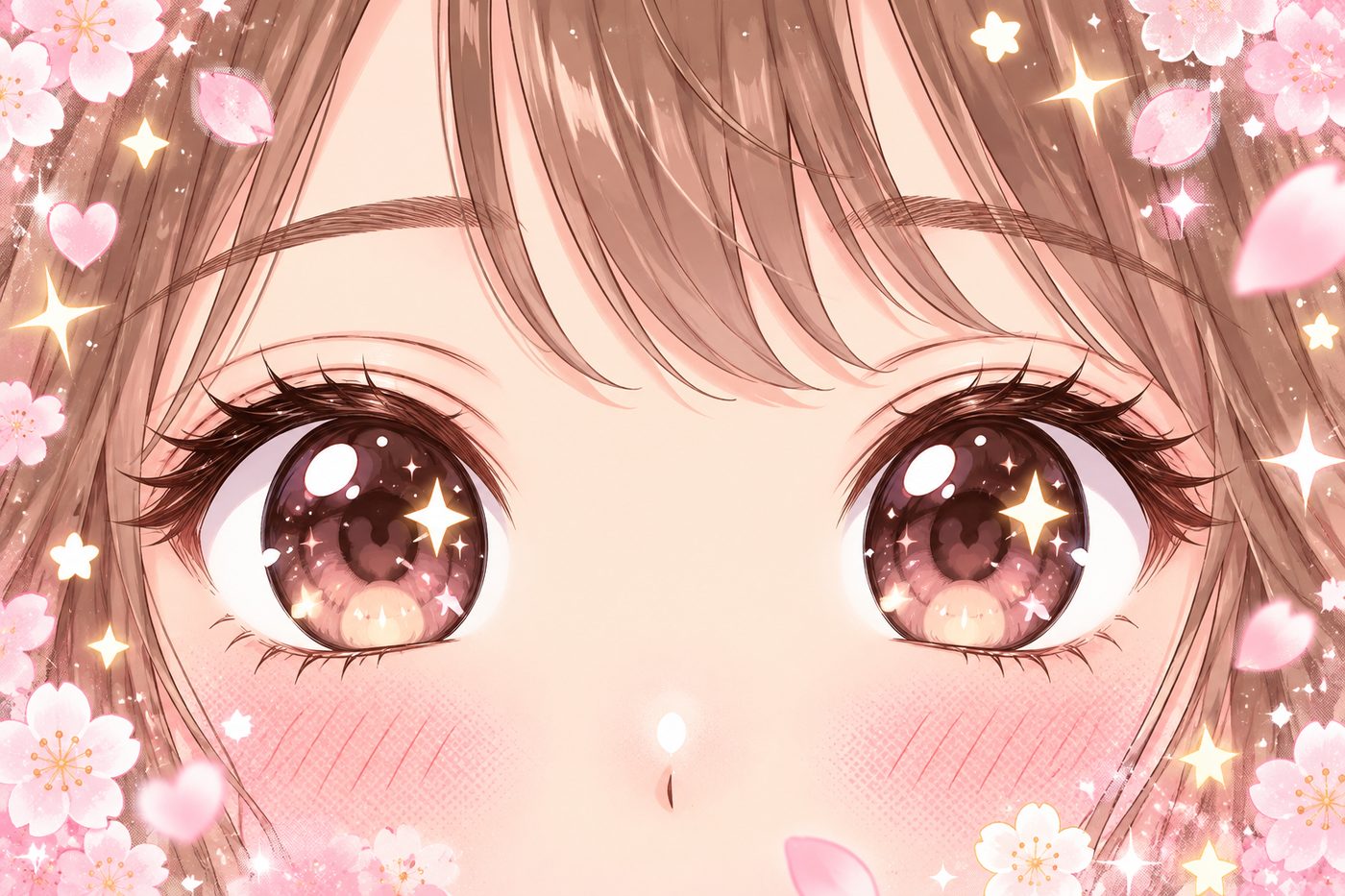 少女漫画風に描いた、キラキラした二重の目のイラスト